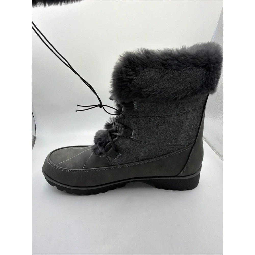 JBU Women's Colorado Cozy Faux Fur Lined Snow Boots Dark Grey Size 8 New